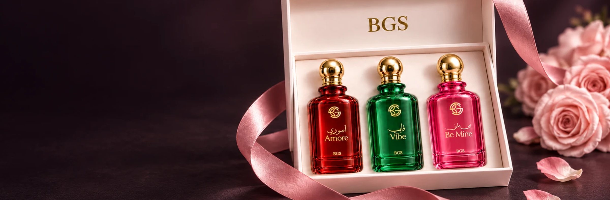 The Amore, Vibe and Be Mine trio in a wrapped box